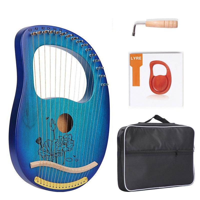 10 16 19 Strings Lyre Harp Instrument Wooden Mahogany Lyre Piano Harp Musical Instrument with Bag Lyre Case Tuning Wrench - AKLOT