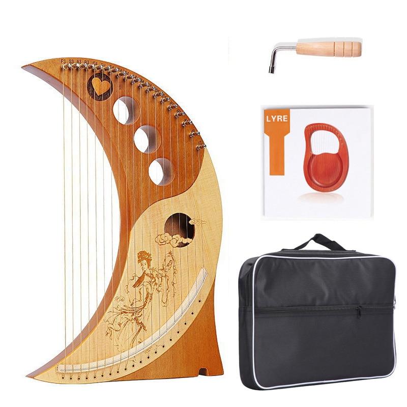 10 16 19 Strings Lyre Harp Instrument Wooden Mahogany Lyre Piano Harp Musical Instrument with Bag Lyre Case Tuning Wrench - AKLOT