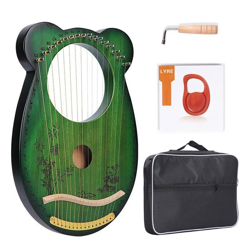 10 16 19 Strings Lyre Harp Instrument Wooden Mahogany Lyre Piano Harp Musical Instrument with Bag Lyre Case Tuning Wrench - AKLOT