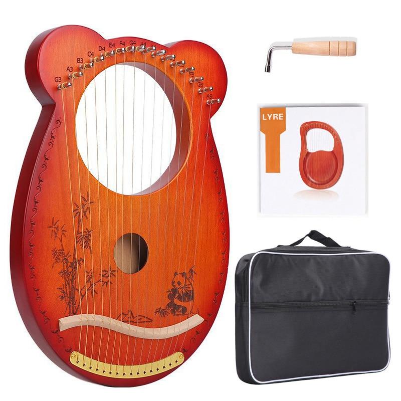 10 16 19 Strings Lyre Harp Instrument Wooden Mahogany Lyre Piano Harp Musical Instrument with Bag Lyre Case Tuning Wrench - AKLOT