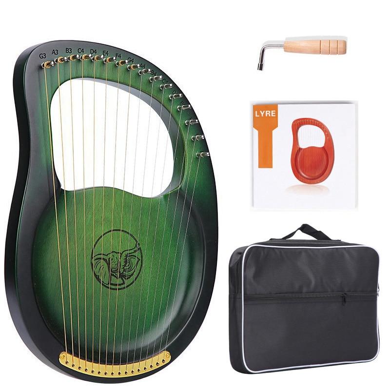 10 16 19 Strings Lyre Harp Instrument Wooden Mahogany Lyre Piano Harp Musical Instrument with Bag Lyre Case Tuning Wrench - AKLOT