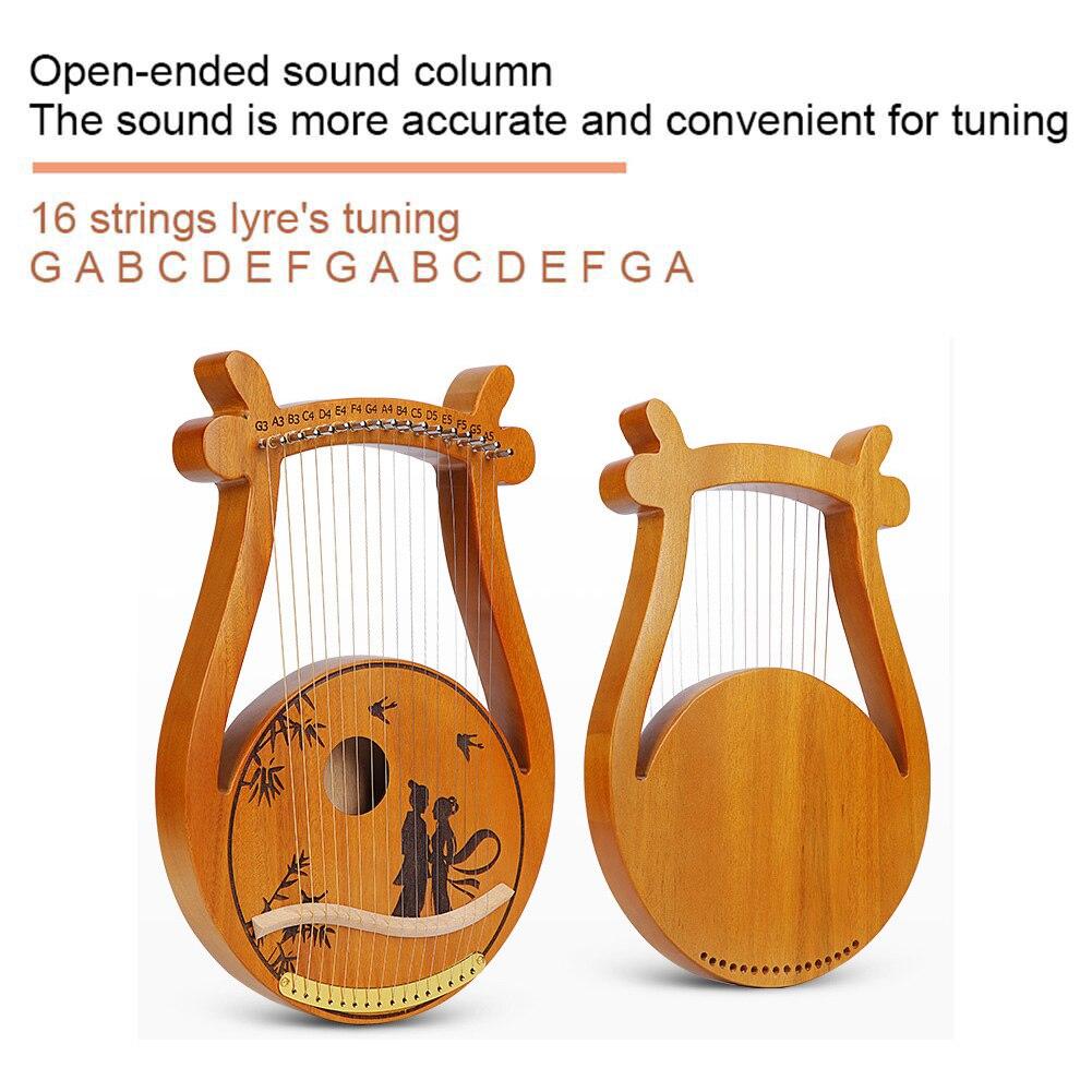 10 16 19 Strings Lyre Harp Instrument Wooden Mahogany Lyre Piano Harp Musical Instrument with Bag Lyre Case Tuning Wrench - AKLOT