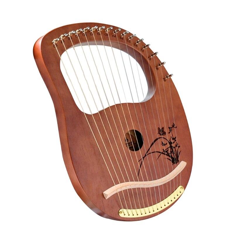 16 Metal Strings Handheld Lyre Harp with Cloth Carry Bag Mahogany Body Classical Musical Instrument Gift - AKLOT