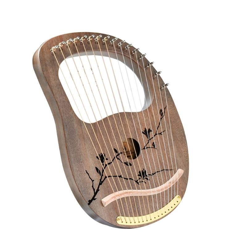 16 Metal Strings Handheld Lyre Harp with Cloth Carry Bag Mahogany Body Classical Musical Instrument Gift - AKLOT