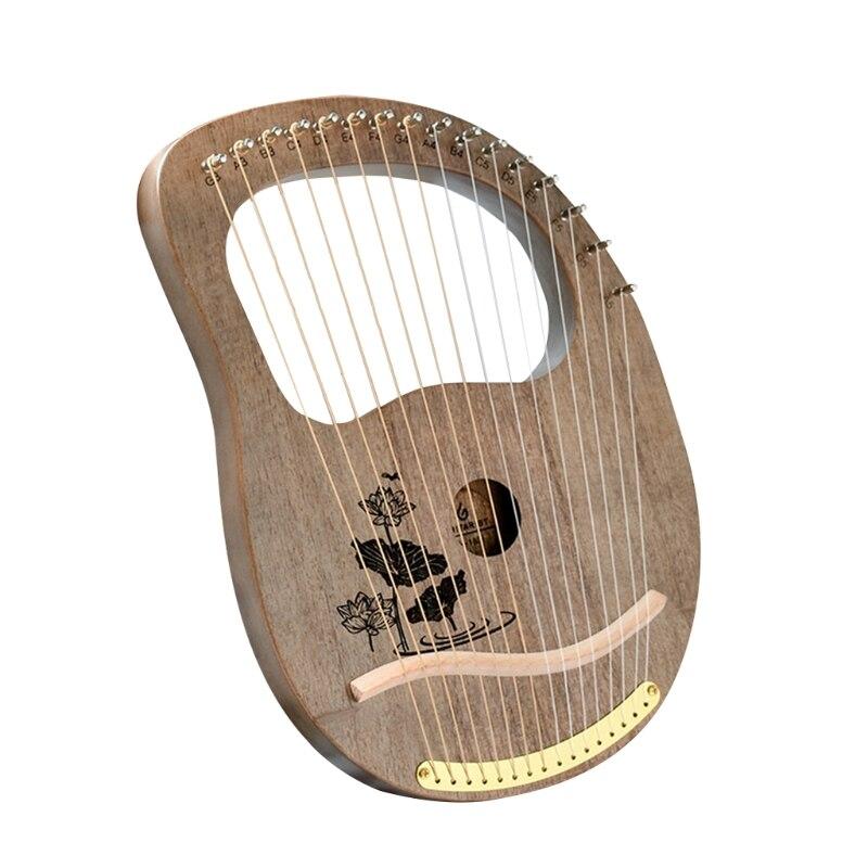 16 Metal Strings Handheld Lyre Harp with Cloth Carry Bag Mahogany Body Classical Musical Instrument Gift - AKLOT