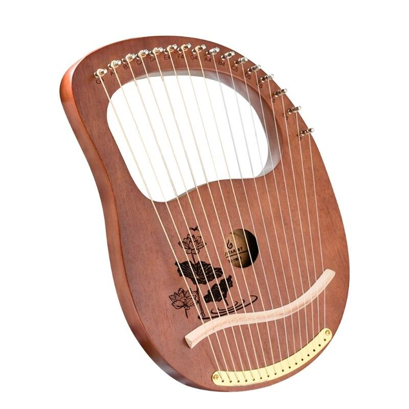 16 Metal Strings Handheld Lyre Harp with Cloth Carry Bag Mahogany Body Classical Musical Instrument Gift - AKLOT