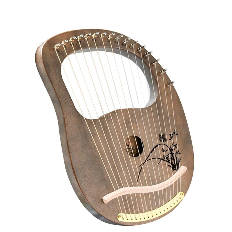 16 Metal Strings Handheld Lyre Harp with Cloth Carry Bag Mahogany Body Classical Musical Instrument Gift - AKLOT