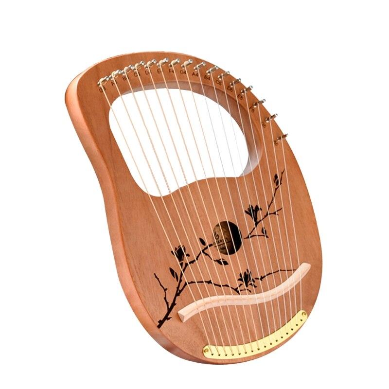 16 Metal Strings Handheld Lyre Harp with Cloth Carry Bag Mahogany Body Classical Musical Instrument Gift - AKLOT