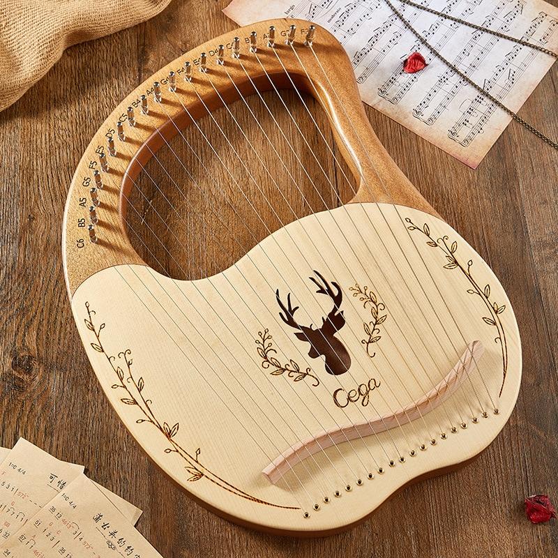 16 Strings Wooden Mahogany Lyre Harp Musical Instrument 19 Strings Stringed Instrument Lyre Harp with Tuning Tool for Beginner - AKLOT