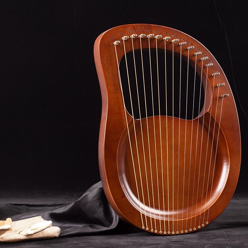 16 Strings Wooden Mahogany Lyre Harp Musical Instrument 19 Strings Stringed Instrument Lyre Harp with Tuning Tool for Beginner - AKLOT