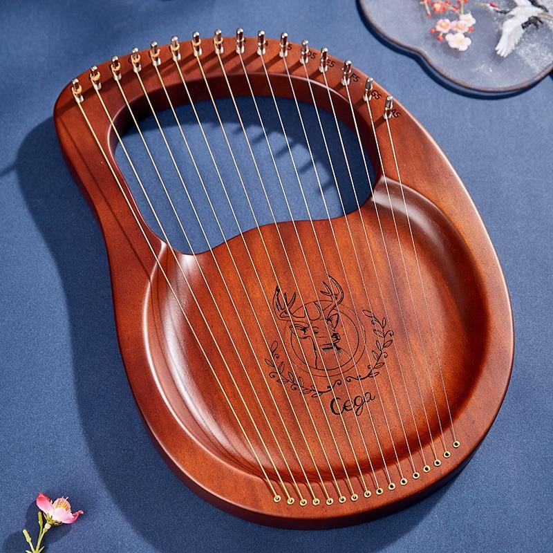 16 Strings Wooden Mahogany Lyre Harp Musical Instrument 19 Strings Stringed Instrument Lyre Harp with Tuning Tool for Beginner - AKLOT