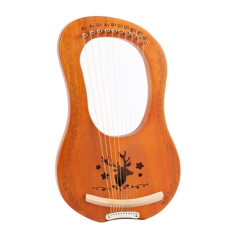 16 Strings Wooden Mahogany Lyre Harp Musical Instrument 19 Strings Stringed Instrument Lyre Harp with Tuning Tool for Beginner - AKLOT