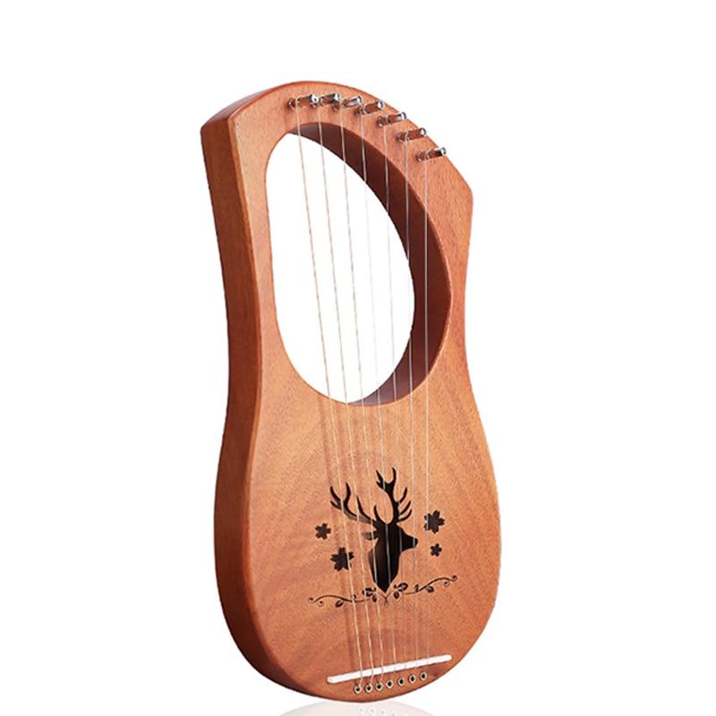 16 Strings Wooden Mahogany Lyre Harp Musical Instrument 19 Strings Stringed Instrument Lyre Harp with Tuning Tool for Beginner - AKLOT