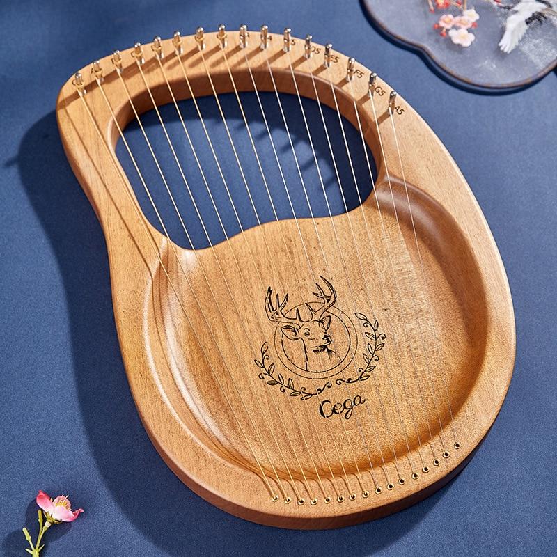 16 Strings Wooden Mahogany Lyre Harp Musical Instrument 19 Strings Stringed Instrument Lyre Harp with Tuning Tool for Beginner - AKLOT