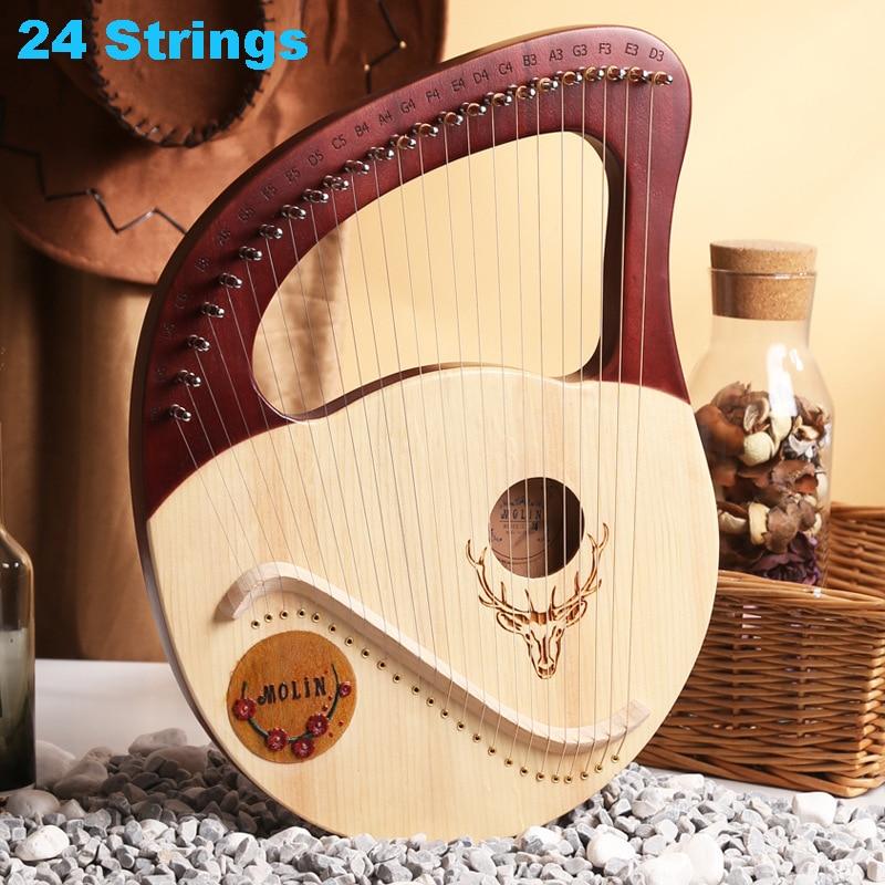 16/19/21/24 Strings Harp Lyre Harp Wooden Mahogany Harp 19 Strings Lyre Piano Musical Beginner Instrument With Matching Gifts - AKLOT