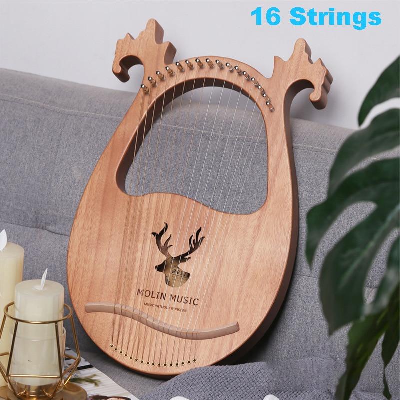 16/19/21/24 Strings Harp Lyre Harp Wooden Mahogany Harp 19 Strings Lyre Piano Musical Beginner Instrument With Matching Gifts - AKLOT