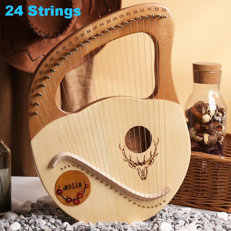 16/19/21/24 Strings Harp Lyre Harp Wooden Mahogany Harp 19 Strings Lyre Piano Musical Beginner Instrument With Matching Gifts - AKLOT