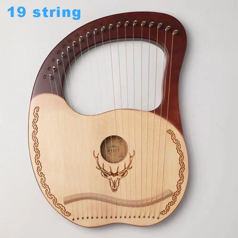 16/19/21/24 Strings Harp Lyre Harp Wooden Mahogany Harp 19 Strings Lyre Piano Musical Beginner Instrument With Matching Gifts - AKLOT