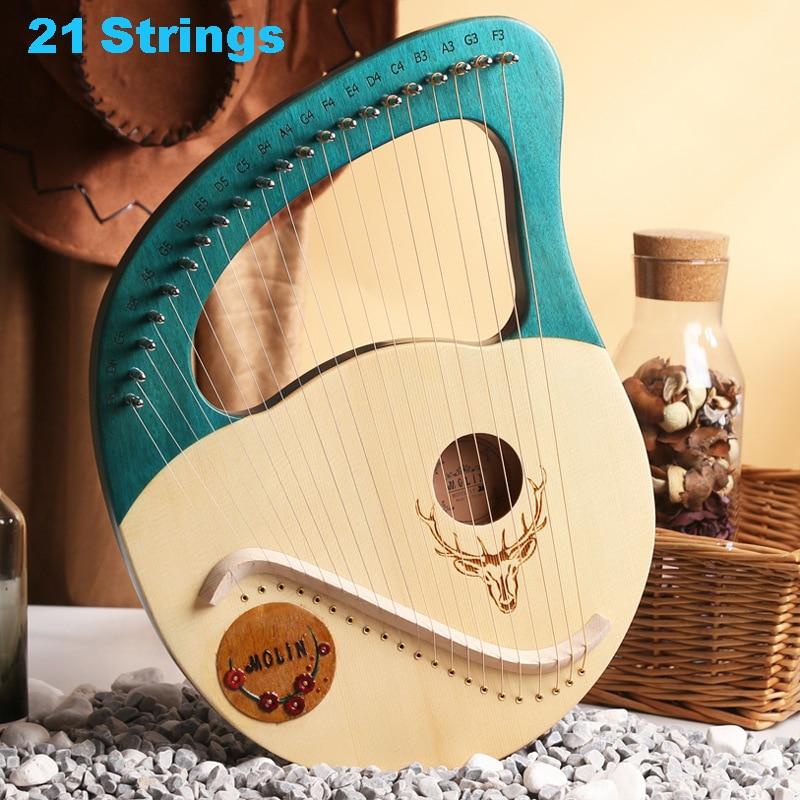 16/19/21/24 Strings Harp Lyre Harp Wooden Mahogany Harp 19 Strings Lyre Piano Musical Beginner Instrument With Matching Gifts - AKLOT