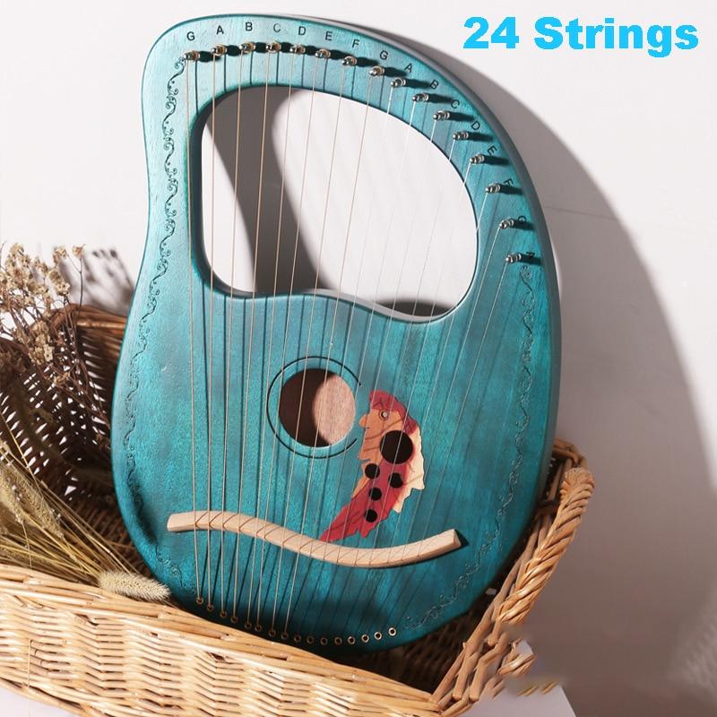 16/19/21/24 Strings Harp Lyre Harp Wooden Mahogany Harp 19 Strings Lyre Piano Musical Beginner Instrument With Matching Gifts - AKLOT