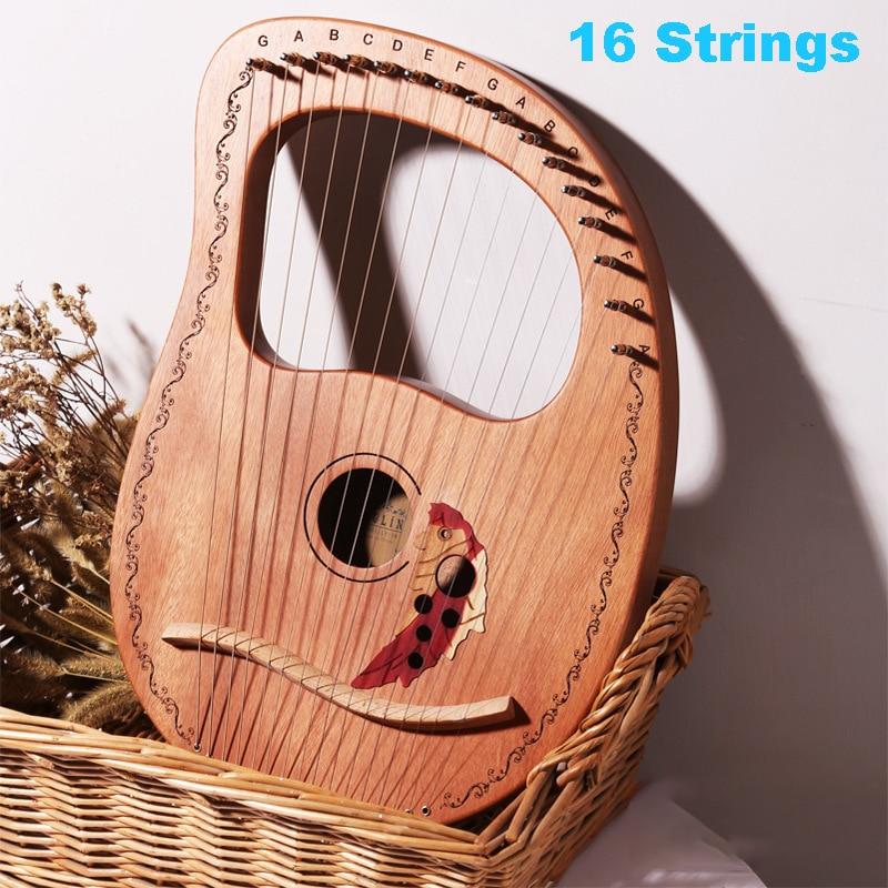 16/19/21/24 Strings Harp Lyre Harp Wooden Mahogany Harp 19 Strings Lyre Piano Musical Beginner Instrument With Matching Gifts - AKLOT