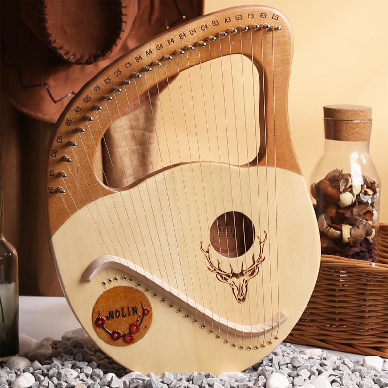 16/19/21/24 Strings Harp Lyre Harp Wooden Mahogany Harp 19 Strings Lyre Piano Musical Beginner Instrument With Matching Gifts - AKLOT