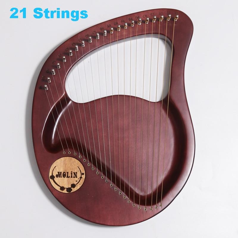 16/19/21/24 Strings Harp Lyre Harp Wooden Mahogany Harp 19 Strings Lyre Piano Musical Beginner Instrument With Matching Gifts - AKLOT