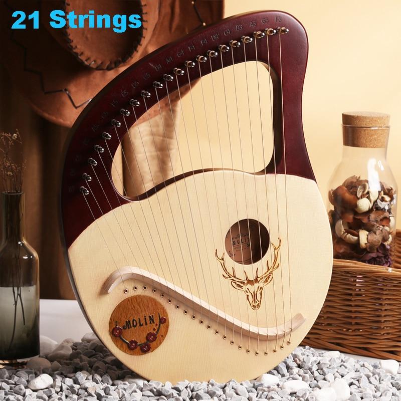 16/19/21/24 Strings Harp Lyre Harp Wooden Mahogany Harp 19 Strings Lyre Piano Musical Beginner Instrument With Matching Gifts - AKLOT