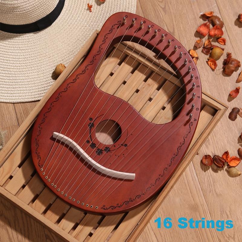 16/19/21/24 Strings Harp Lyre Harp Wooden Mahogany Harp 19 Strings Lyre Piano Musical Beginner Instrument With Matching Gifts - AKLOT