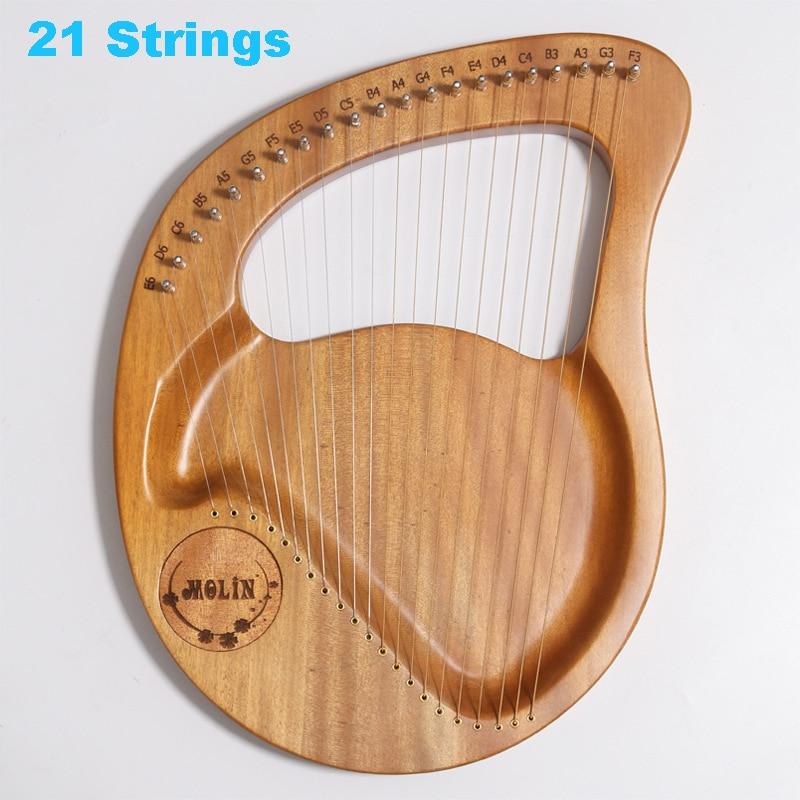 16/19/21/24 Strings Harp Lyre Harp Wooden Mahogany Harp 19 Strings Lyre Piano Musical Beginner Instrument With Matching Gifts - AKLOT