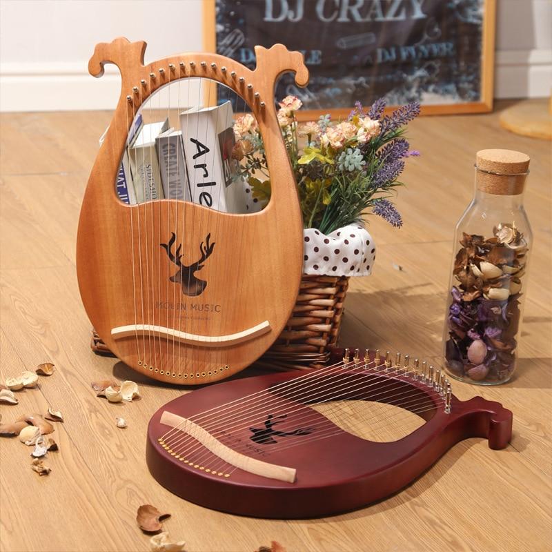 16/19/21/24 Strings Harp Lyre Harp Wooden Mahogany Harp 19 Strings Lyre Piano Musical Beginner Instrument With Matching Gifts - AKLOT