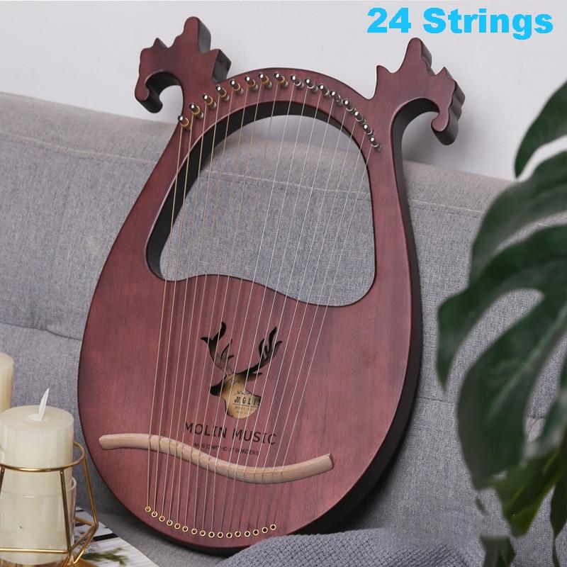 16/19/21/24 Strings Harp Lyre Harp Wooden Mahogany Harp 19 Strings Lyre Piano Musical Beginner Instrument With Matching Gifts - AKLOT