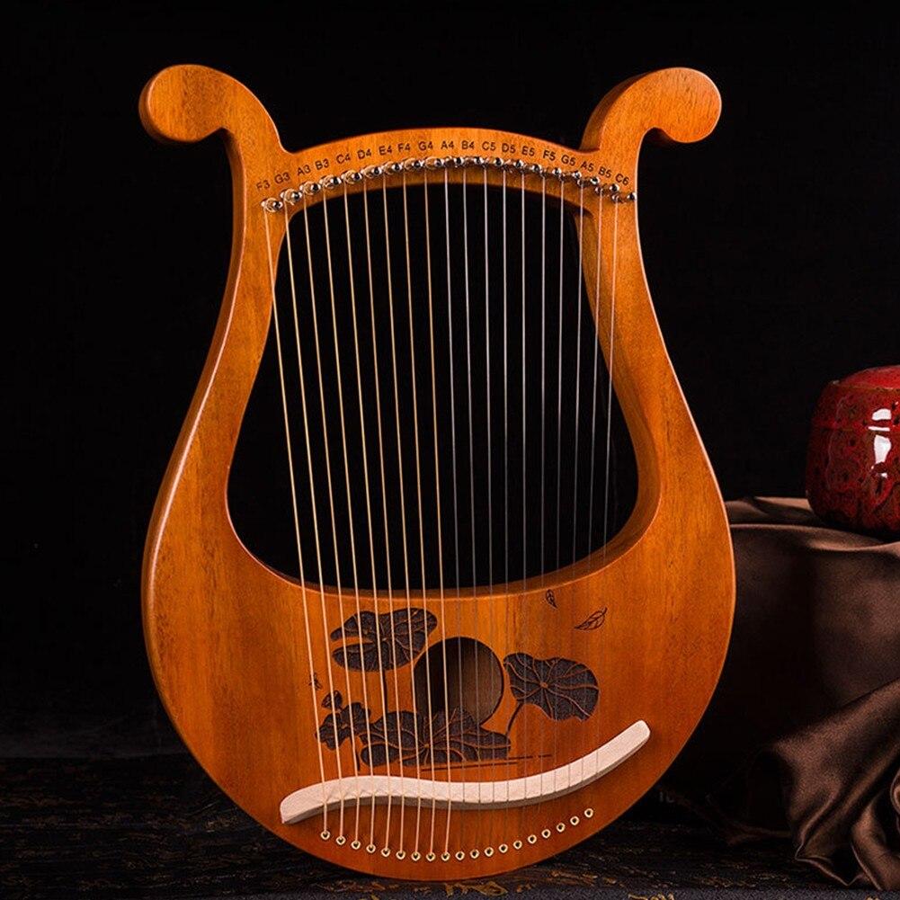 19 String Lyre Harp Mahogany Harp Music Instrument With Spare Strings Tuning Wrench For Beginner Outer Space Lotus Wild Goose - AKLOT