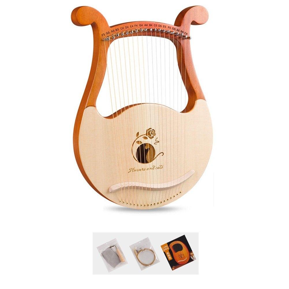 19 String Lyre Harp Mahogany Harp Music Instrument With Spare Strings Tuning Wrench For Beginner Outer Space Lotus Wild Goose - AKLOT