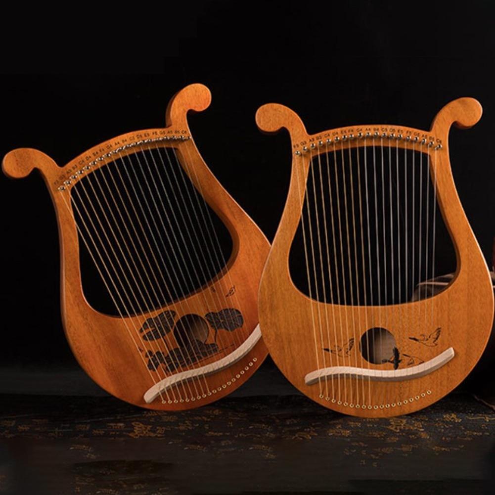 19 String Lyre Harp Mahogany Harp Music Instrument With Spare Strings Tuning Wrench For Beginner Outer Space Lotus Wild Goose - AKLOT