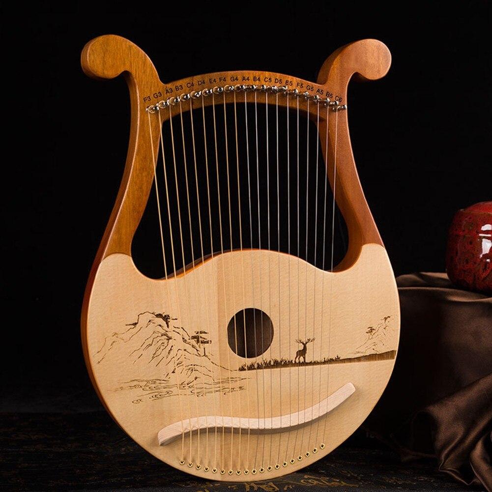 19 String Lyre Harp Mahogany Harp Music Instrument With Spare Strings Tuning Wrench For Beginner Outer Space Lotus Wild Goose - AKLOT