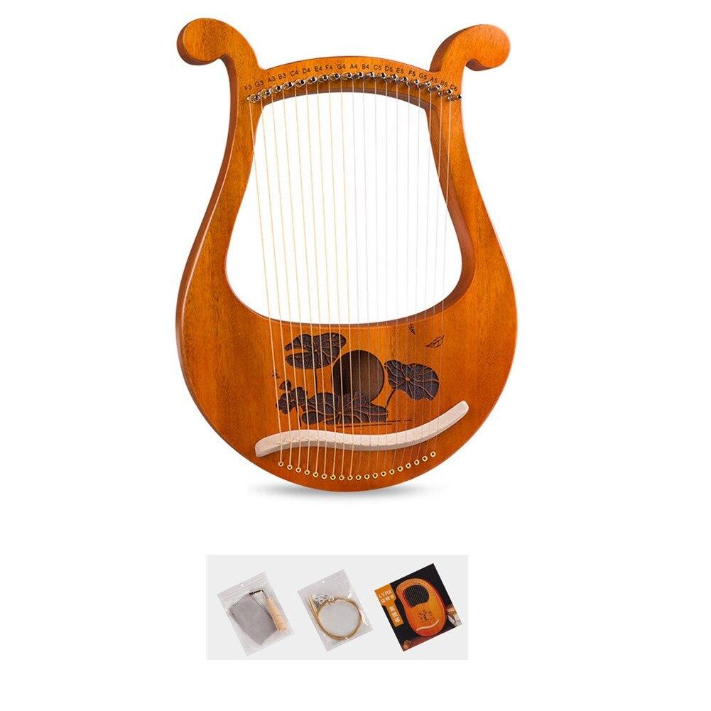 19 String Lyre Harp Mahogany Harp Music Instrument With Spare Strings Tuning Wrench For Beginner Outer Space Lotus Wild Goose - AKLOT