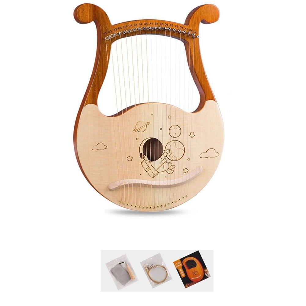 19 String Lyre Harp Mahogany Harp Music Instrument With Spare Strings Tuning Wrench For Beginner Outer Space Lotus Wild Goose - AKLOT