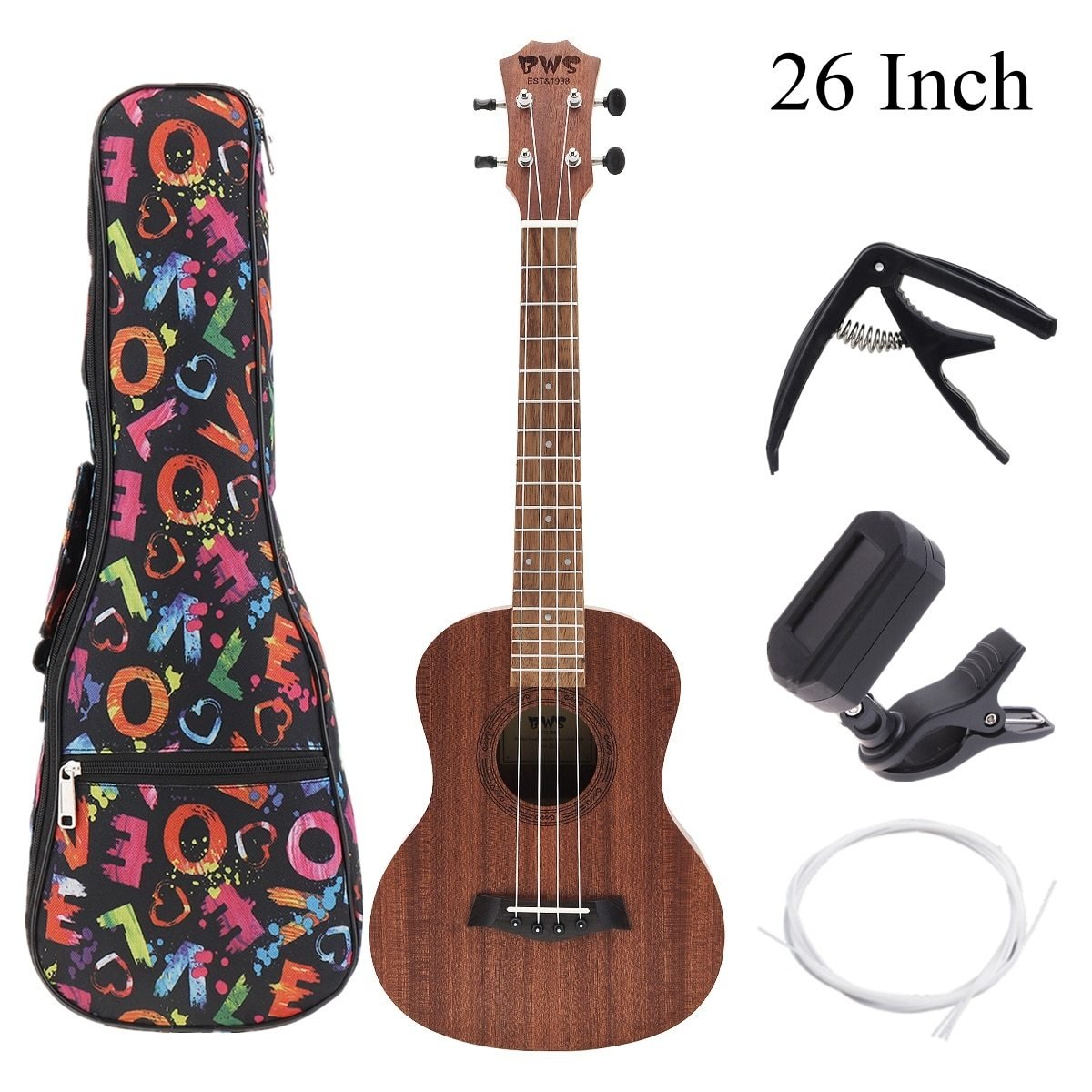 21 Inch /23 Inch / 26 Inch Concert Ukulele Hawaiian Guitar Four String Guitar Mahogany Wood Ukulele as Birthday Christmas Gifts - AKLOT