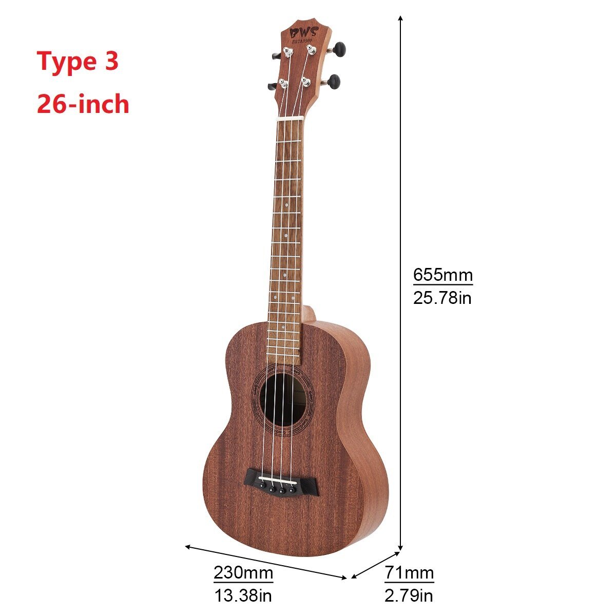 21 Inch /23 Inch / 26 Inch Concert Ukulele Hawaiian Guitar Four String Guitar Mahogany Wood Ukulele as Birthday Christmas Gifts - AKLOT