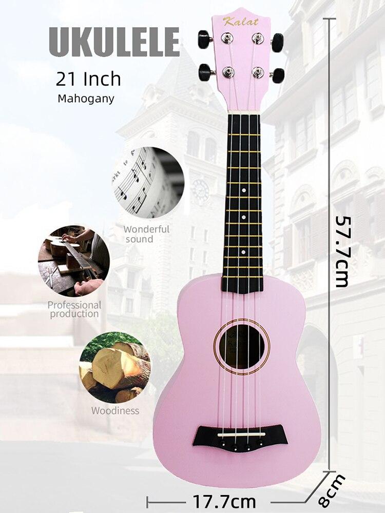 21 Inch Ukulele Soprano Beginner Ukulele Guitar Ukulele Mahogany Neck Delicate Tuning Peg 4 Strings Wood Ukulele - AKLOT