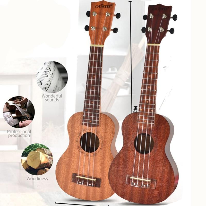 21 Inch Ukulele Soprano Beginner Ukulele Guitar Ukulele Mahogany Neck Delicate Tuning Peg 4 Strings Wood Ukulele - AKLOT