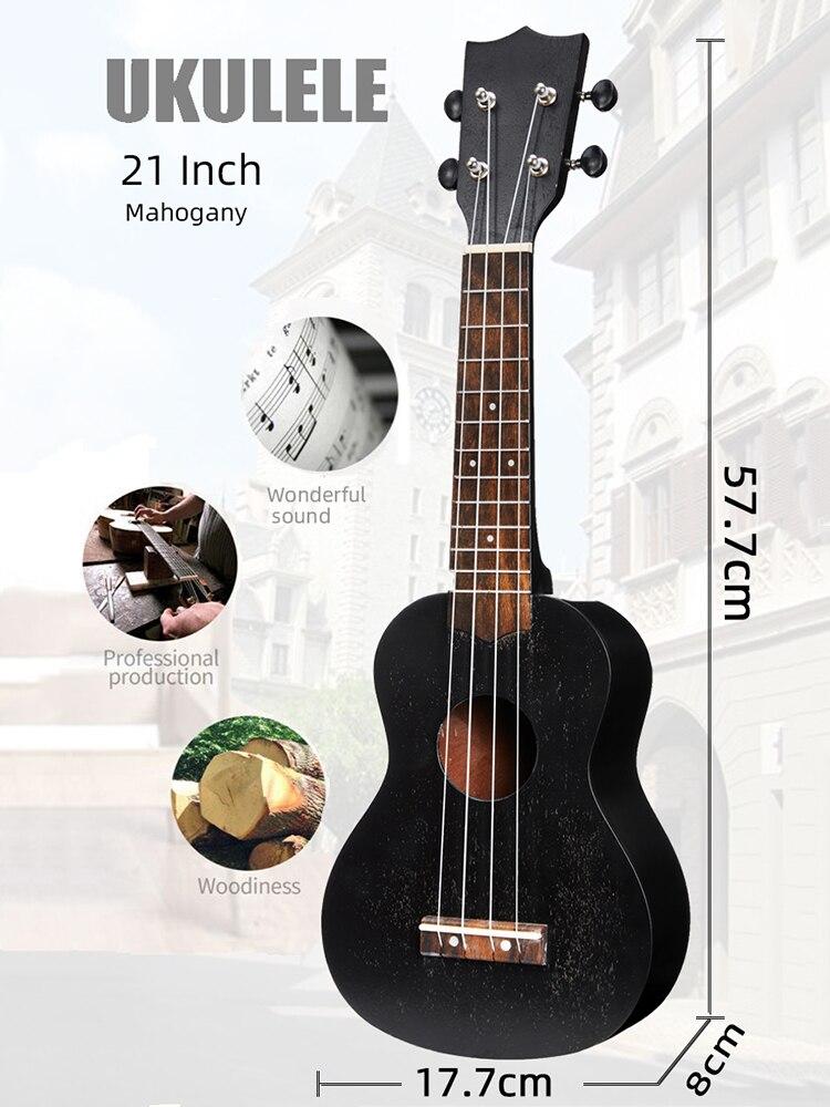 21 Inch Ukulele Soprano Beginner Ukulele Guitar Ukulele Mahogany Neck Delicate Tuning Peg 4 Strings Wood Ukulele - AKLOT