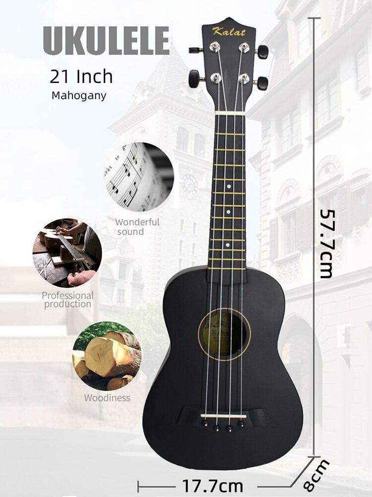 21 Inch Ukulele Soprano Beginner Ukulele Guitar Ukulele Mahogany Neck Delicate Tuning Peg 4 Strings Wood Ukulele - AKLOT