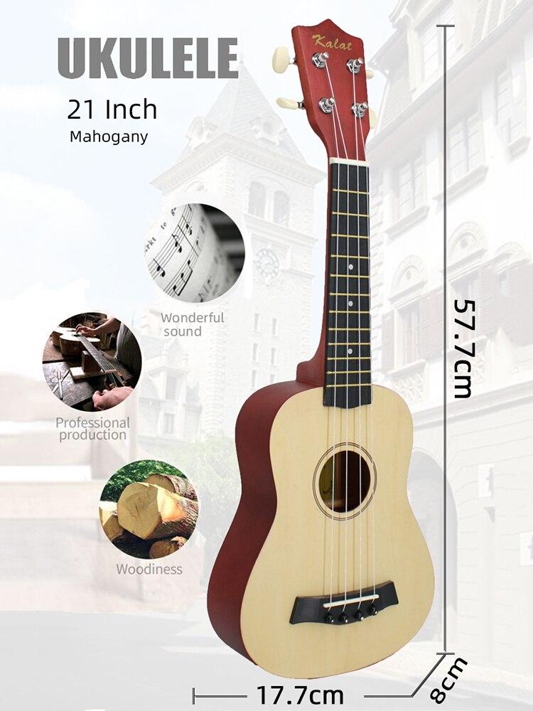 21 Inch Ukulele Soprano Beginner Ukulele Guitar Ukulele Mahogany Neck Delicate Tuning Peg 4 Strings Wood Ukulele - AKLOT