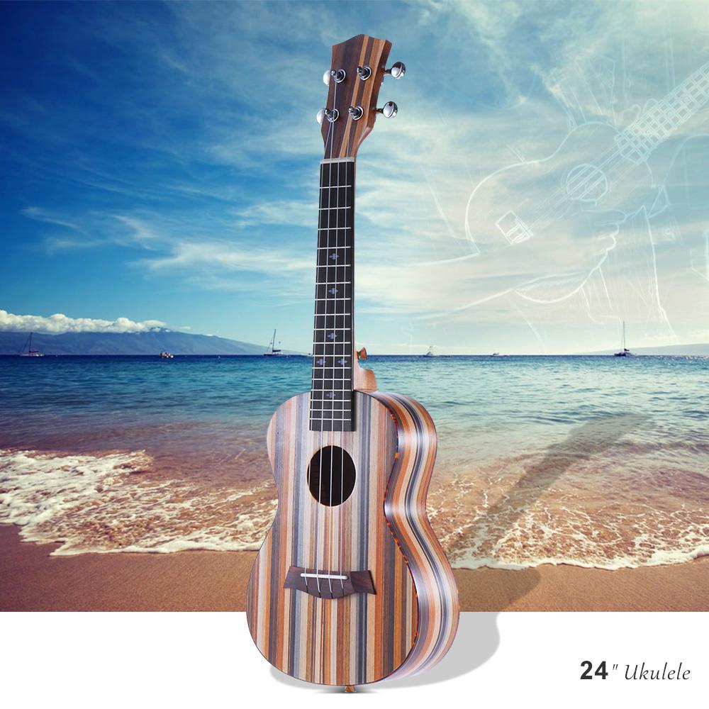 24" Ukulele Acoustic Ukulele Soprano Ukelele 18 Frets 4 Strings Guitar Okoume Neck Rosewood Fingerboard Christmas Gift - AKLOT