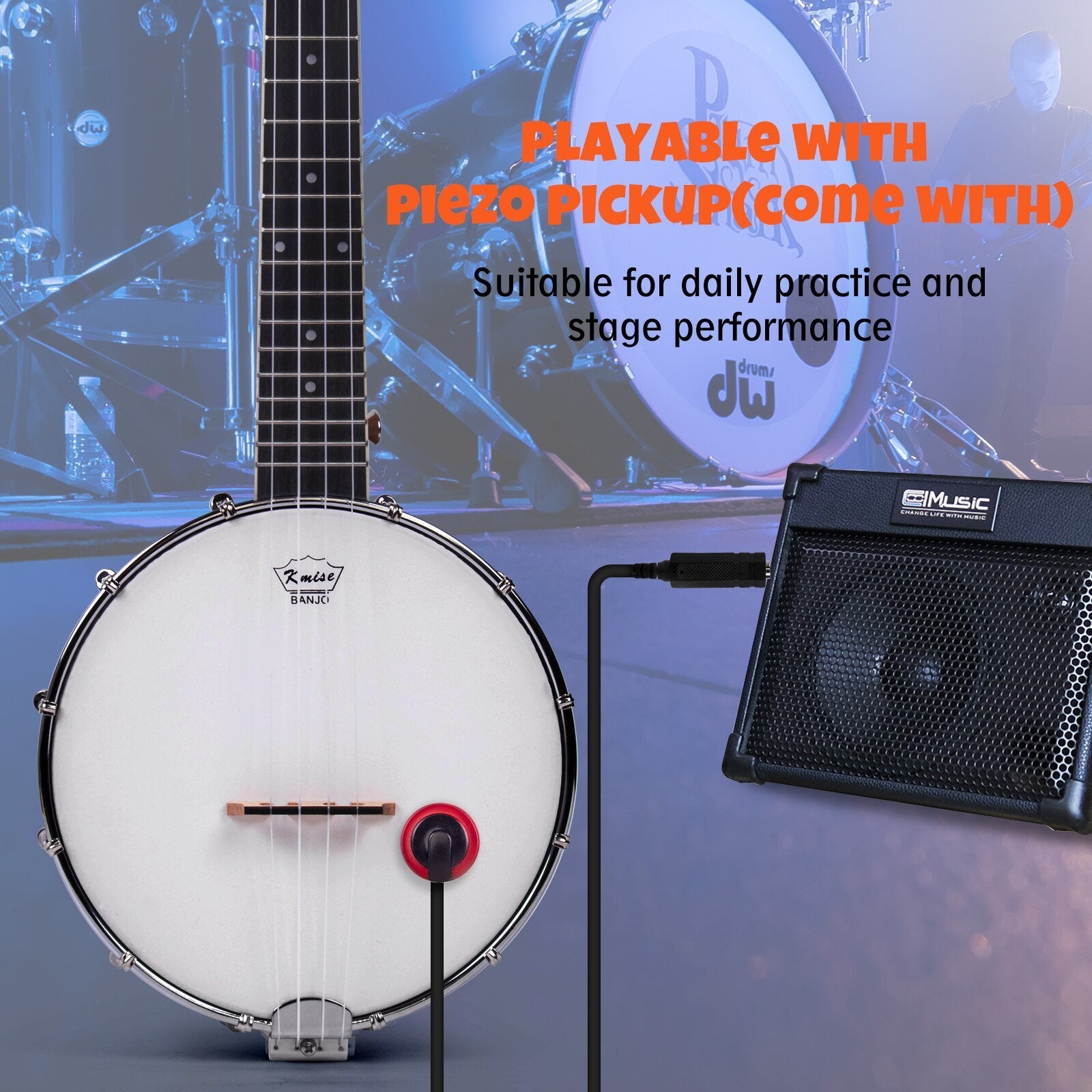 26 Inch Banjolele with Strap Bag Tuner Pickup - AKLOT