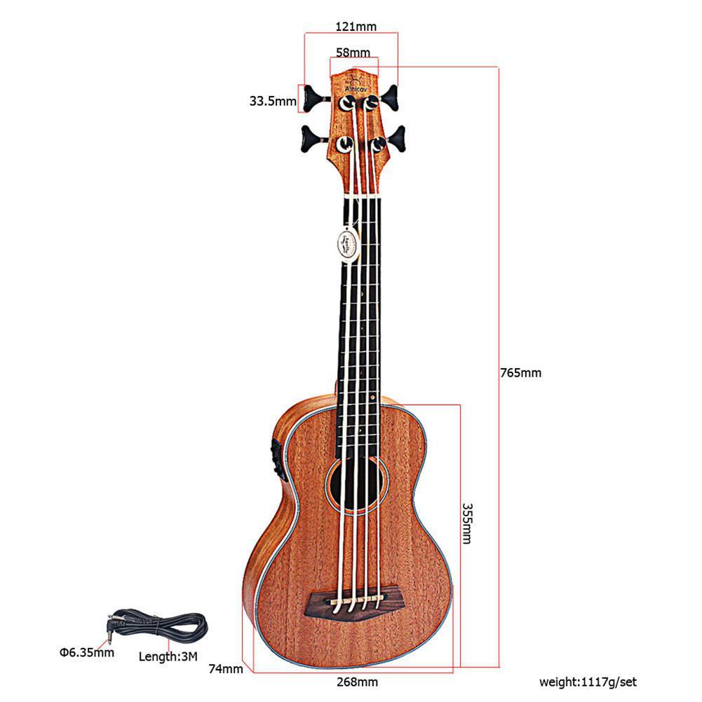 30 Inch Electric Ukulele 30 Inch 4 Strings Mahogany Ukulele Rosewood Fretboard & Bridge Guitar Music Instrument for Guitar Music - AKLOT