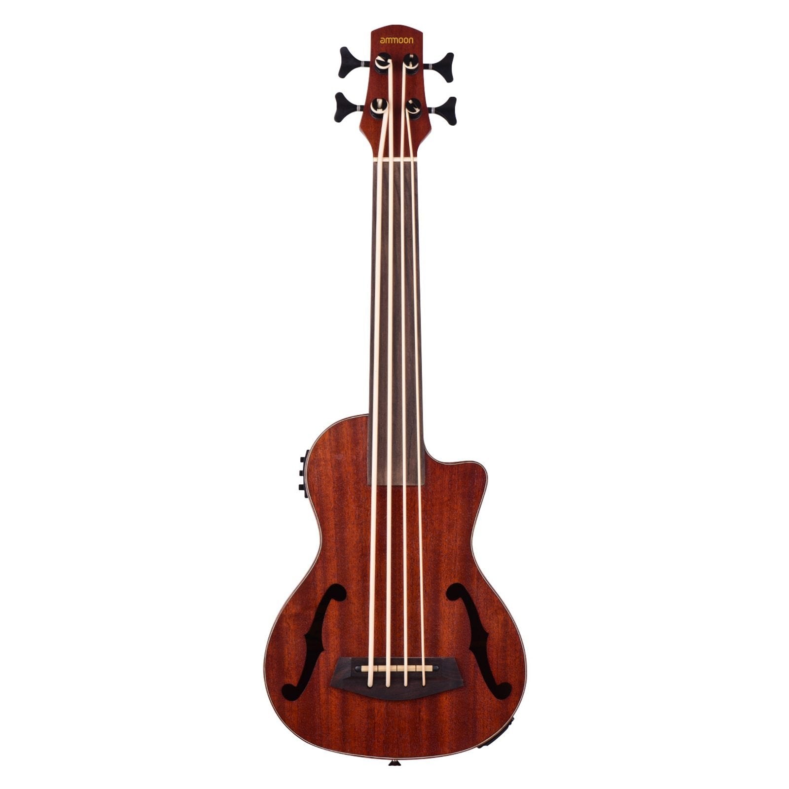 30 Inch Ukulele Cutaway U-Bass UBass Wooden Electric Acoustic Bass Ukulele Ukelele Built-in EQ Tuner with F Sound Holes - AKLOT