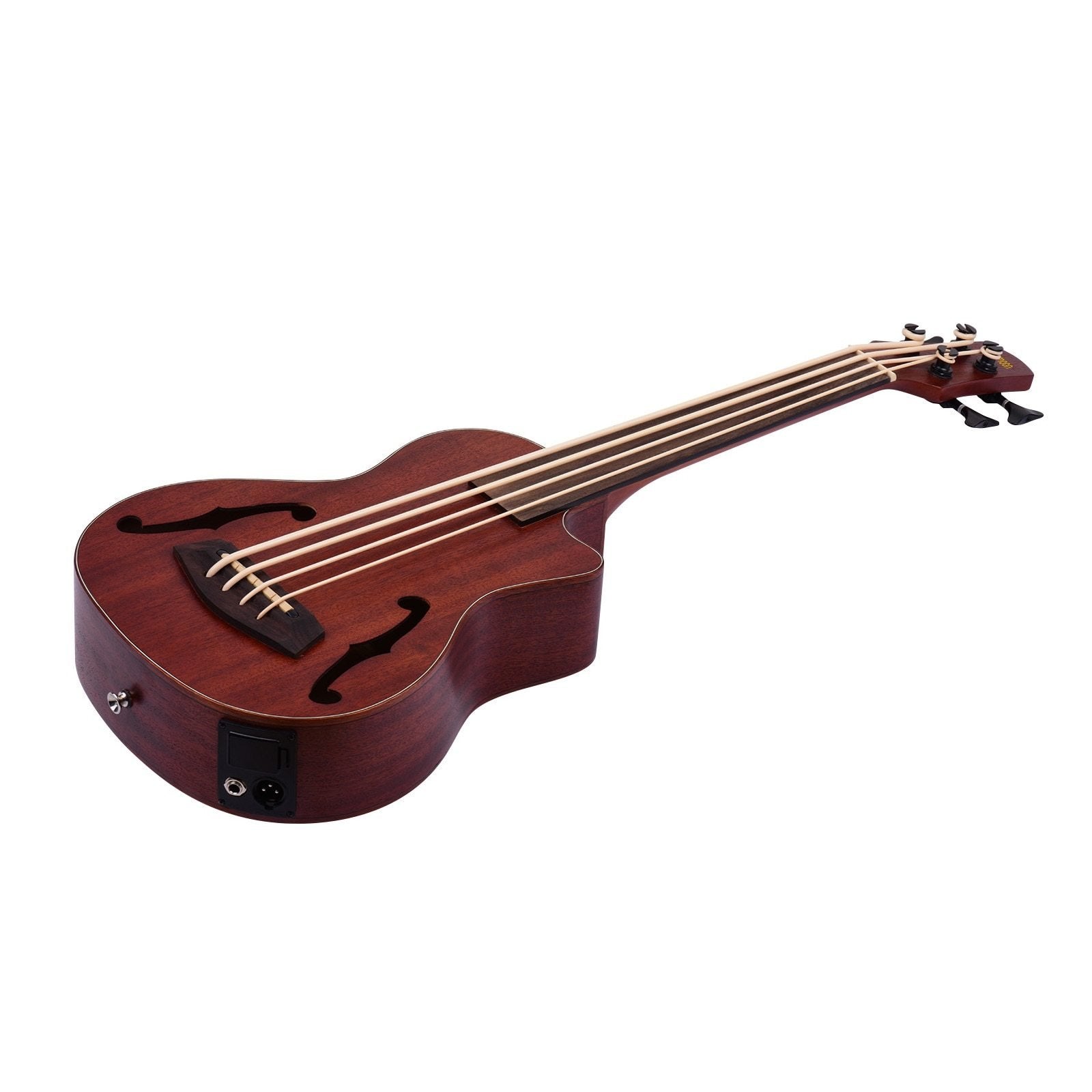 30 Inch Ukulele Cutaway U-Bass UBass Wooden Electric Acoustic Bass Ukulele Ukelele Built-in EQ Tuner with F Sound Holes - AKLOT